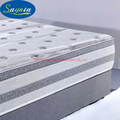 Fabricado na China Eurotop Queen látex espuma Bonnel colchão de molas para cama de hotel